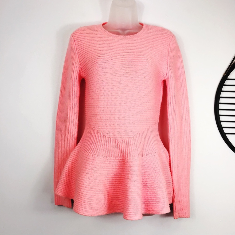 Ted Baker Hot Pink Long Sleeve Peplum Sweater